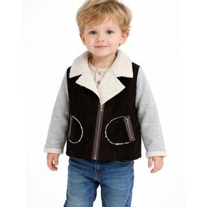 Boy + Girl faux shearling brown cream Jacket UNISEX